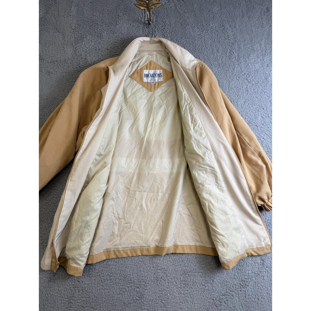 Vintage Innovations by‎ Izzi Jacket Womens Large Tan Zip Snap Drawstring 80s - Picture 15 of 16